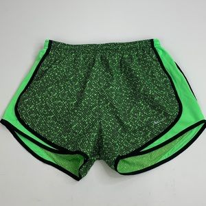 Nike Dri Fit Running athletic Shorts Size Medium Neon Green & Black Drawstring